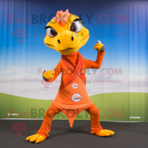 Orange Lizard maskot kostym...