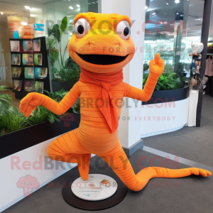 Orange Lizard maskot kostym...