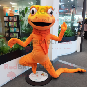 Orange Lizard maskot drakt...