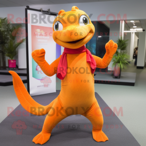 Orange Lizard maskot drakt...