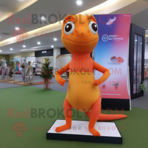 Orange Lizard maskot drakt...