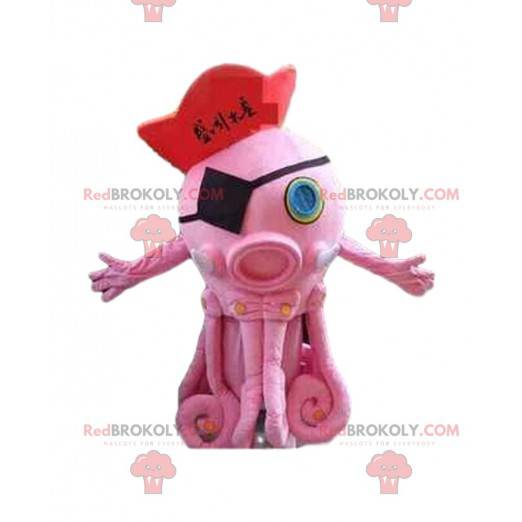 Růžový maskot chobotnice, kostým chobotnice, pirátský kostým -