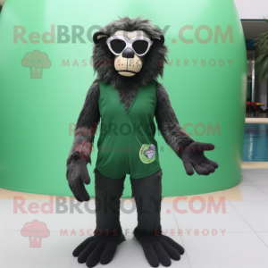 Forest Green Baboon mascot costume character dressed with a One-Piece Swimsuit and Sunglasses