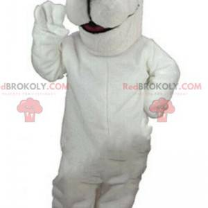 Witte teddybeer mascotte, wit berenkostuum, pooldier -