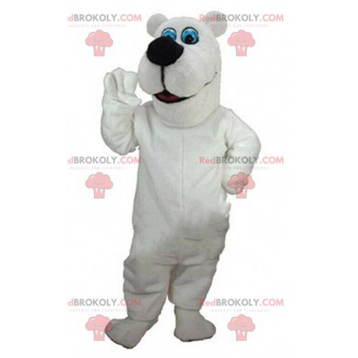 Witte teddybeer mascotte, wit berenkostuum, pooldier -