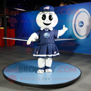Navy Ping Pong Table mascot costume character dressed with a Circle Skirt and Shoe laces