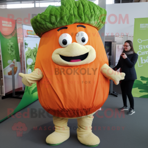 Orange Corned Beef And Cabbage mascot costume character dressed with a Skinny Jeans and Headbands