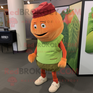 Orange Corned Beef And Cabbage mascot costume character dressed with a Skinny Jeans and Headbands