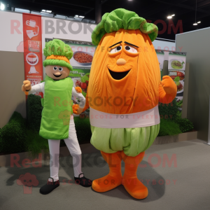 Orange Corned Beef And Cabbage mascot costume character dressed with a Skinny Jeans and Headbands