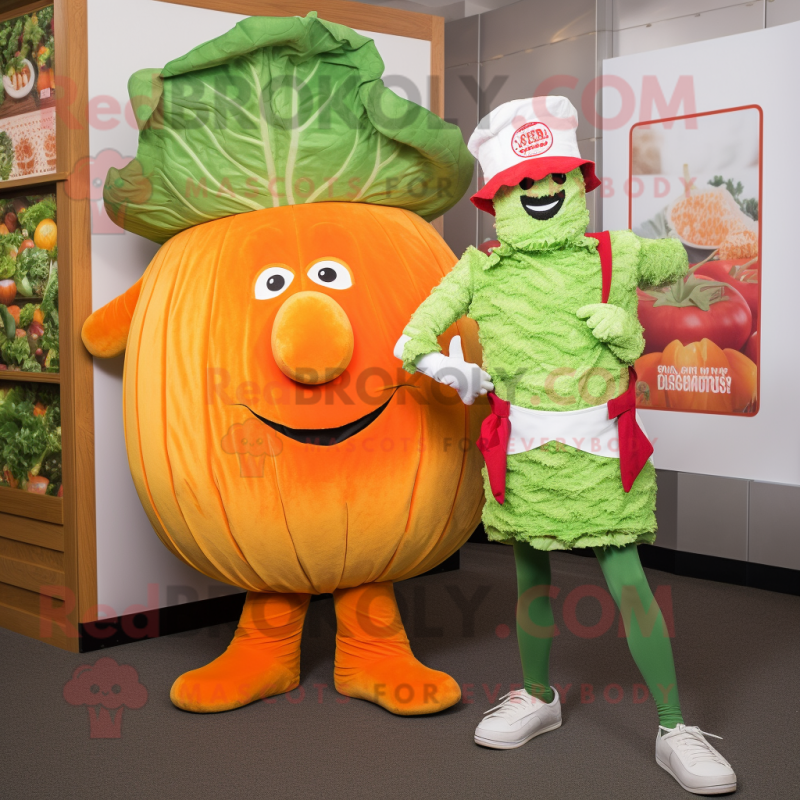 Orange Corned Beef And Cabbage mascot costume character dressed with a Skinny Jeans and Headbands Orange Corned Beef And Cabbage mascot costume character dressed with a Skinny Jeans and Headbands