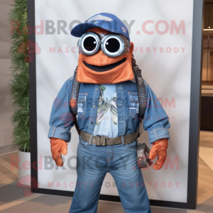 Rust Marine Recon mascot costume character dressed with a Chambray Shirt and Bracelets