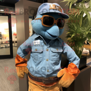 Rust Marine Recon mascot costume character dressed with a Chambray Shirt and Bracelets