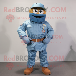 Rust Marine Recon mascot costume character dressed with a Chambray Shirt and Bracelets