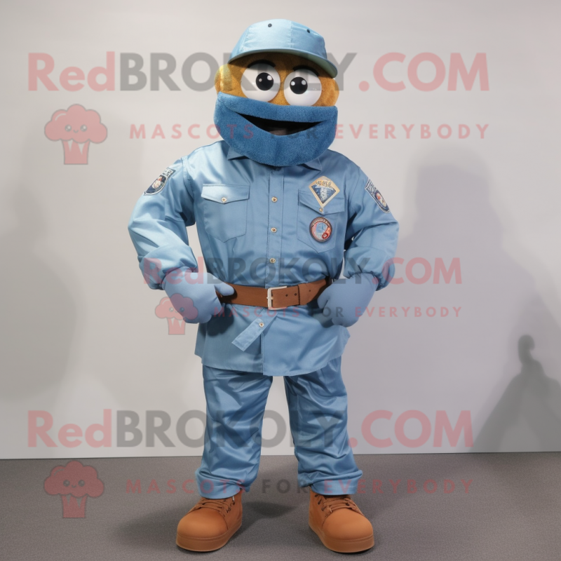 Rust Marine Recon mascot costume character dressed with a Chambray Shirt and Bracelets Rust Marine Recon mascot costume character dressed with a Chambray Shirt and Bracelets