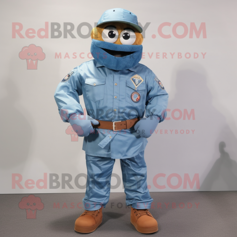 Rust Marine Recon mascot costume character dressed with a Chambray Shirt and Bracelets