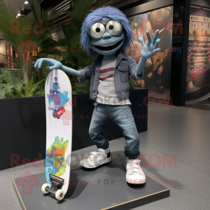 Gray Skateboard mascot costume character dressed with a Skinny Jeans and Wraps