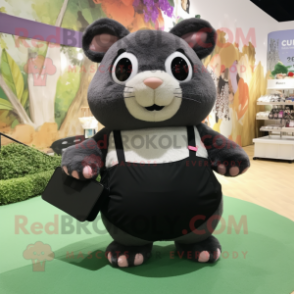 Black Hamster mascot costume character dressed with a Bikini and Clutch bags