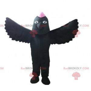 Mascote pássaro preto, fantasia de corvo, disfarce de pássaro -