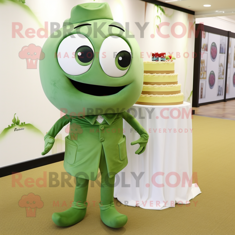 Olive Wedding Cake mascot costume character dressed with a Sweatshirt and Cufflinks Olive Wedding Cake mascot costume character dressed with a Sweatshirt and Cufflinks