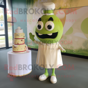 Olive Wedding Cake mascot costume character dressed with a Sweatshirt and Cufflinks