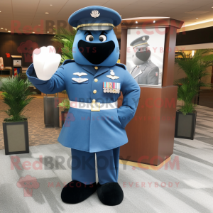 Black Air Force Soldier mascot costume character dressed with a Dress Pants and Earrings