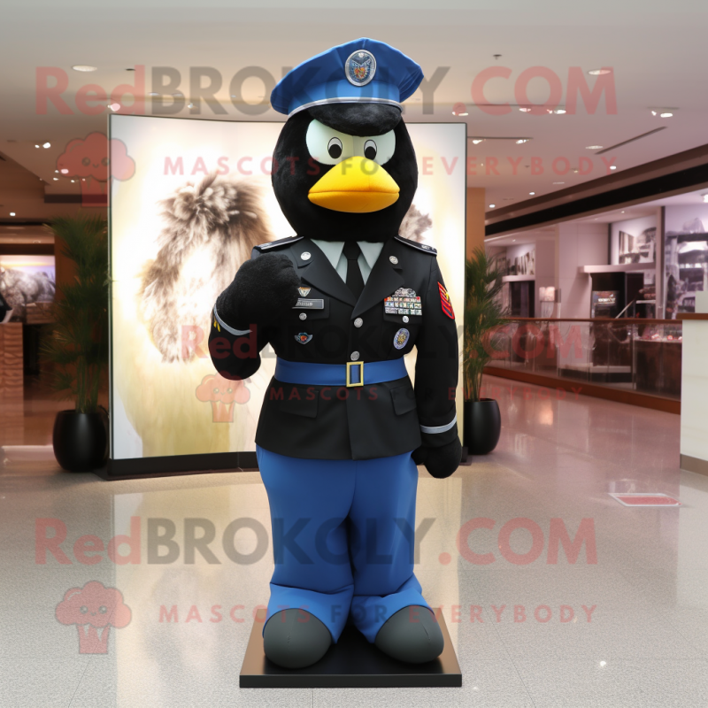 Black Air Force Soldier mascot costume character dressed with a Dress Pants and Earrings