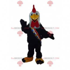 Mascotte de coq noir, costume de poulet, déguisement de poule -