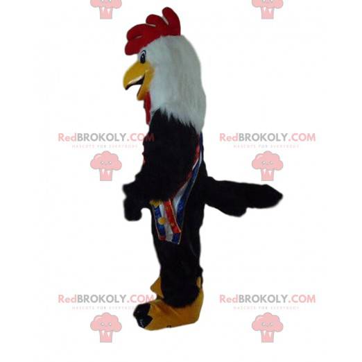 Mascotte de coq noir, costume de poulet, déguisement de poule -