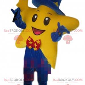 Mascotte stella gigante vestita da mago, costume da mago -