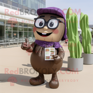 Brun aubergine maskot drakt...