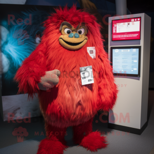 Roter Yeti Maskottchen...