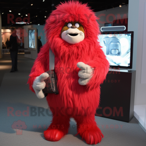 Röd Yeti maskot kostym...