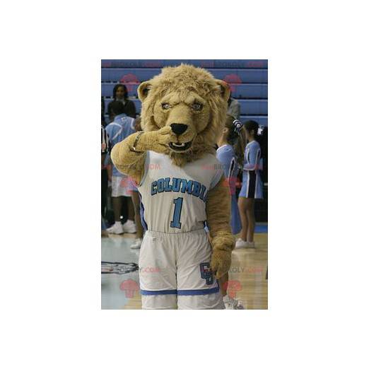 Maskot hnědý lev ve sportovním oblečení - Redbrokoly.com