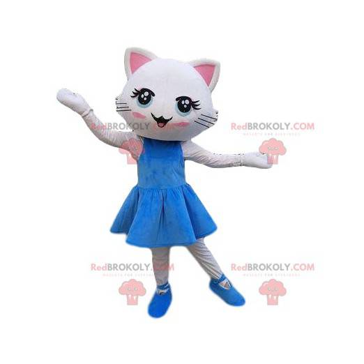Vit kattmaskotklänning, kattdräkt - Redbrokoly.com