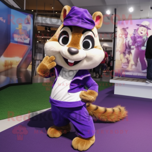 Lila Chipmunk maskot kostym...