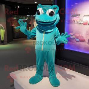 Teal Frog mascotte kostuum...