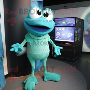 Teal Frog mascotte kostuum...