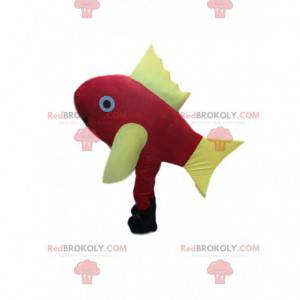 Mascota de pez gigante rojo y amarillo, disfraz de April Fool -
