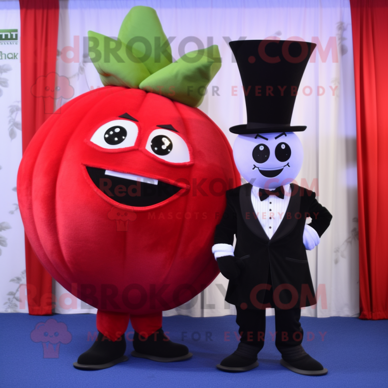 Red Turnip mascot costume character dressed with a Tuxedo and Watches