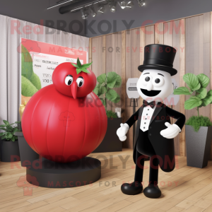 Red Turnip mascot costume character dressed with a Tuxedo and Watches