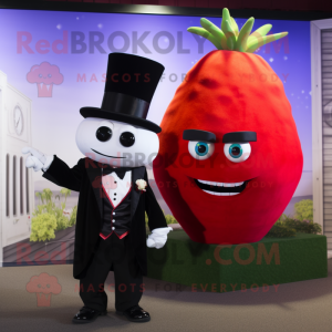 Red Turnip mascot costume character dressed with a Tuxedo and Watches