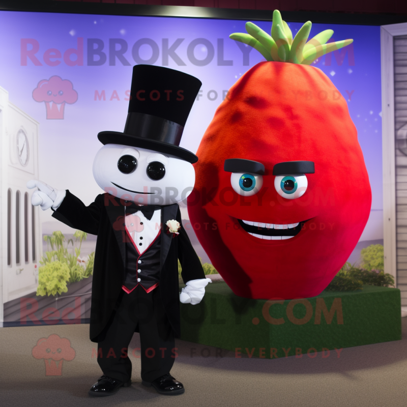 Red Turnip mascot costume character dressed with a Tuxedo and Watches Red Turnip mascot costume character dressed with a Tuxedo and Watches