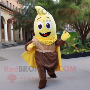 Brown Banana mascot costume character dressed with a Blouse and Belts