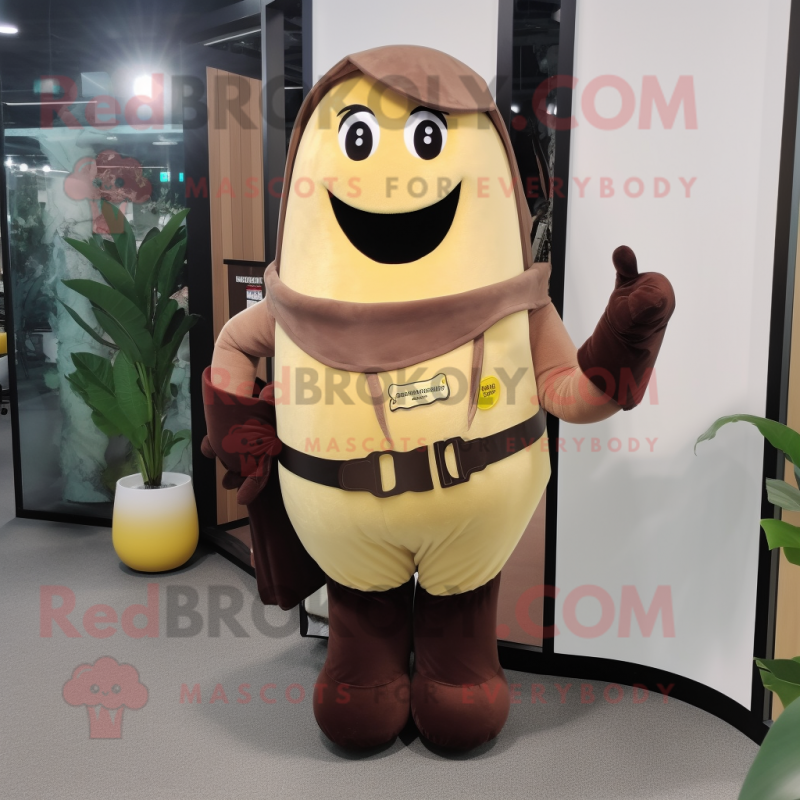 Brown Banana mascot costume character dressed with a Blouse and Belts