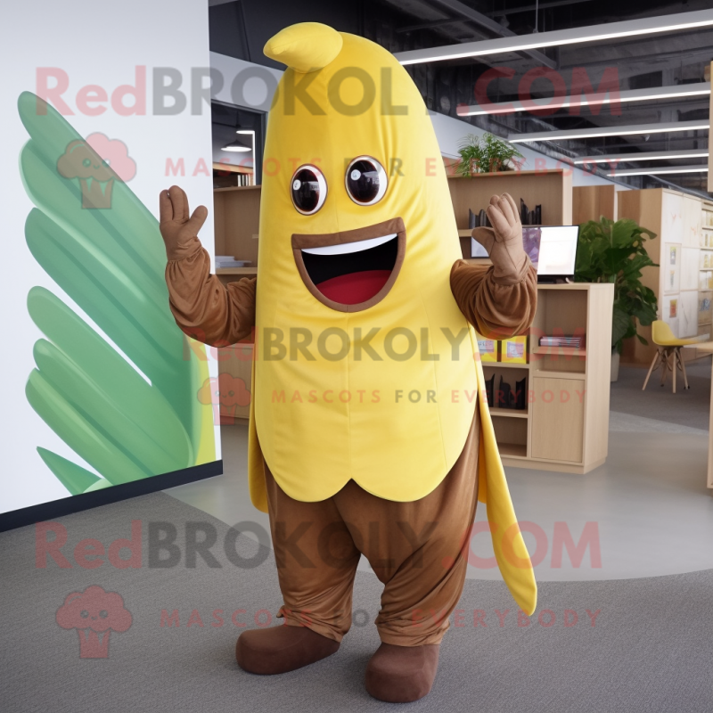 Brown Banana mascot costume character dressed with a Blouse and Belts Brown Banana mascot costume character dressed with a Blouse and Belts