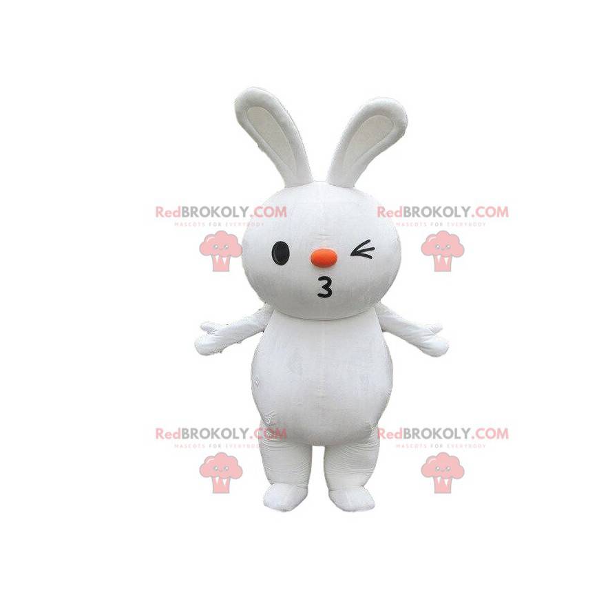 Mascotte de gros lapin blanc, costume de rongeur, de lapine -