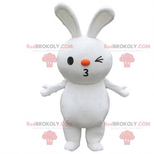 Velký maskot bílého králíka, kostým hlodavce, králík -