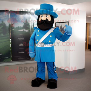 Cyan Civil War Soldier mascot costume character dressed with a Romper and Hats