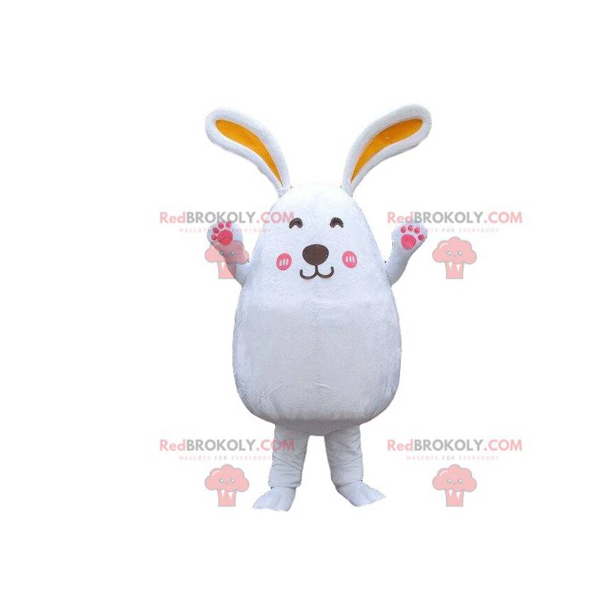 Costume de gros lapin blanc, mascotte de rongeur, de lapine -