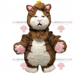 Mascotte de gros chat marron et blanc, costume gonflable -